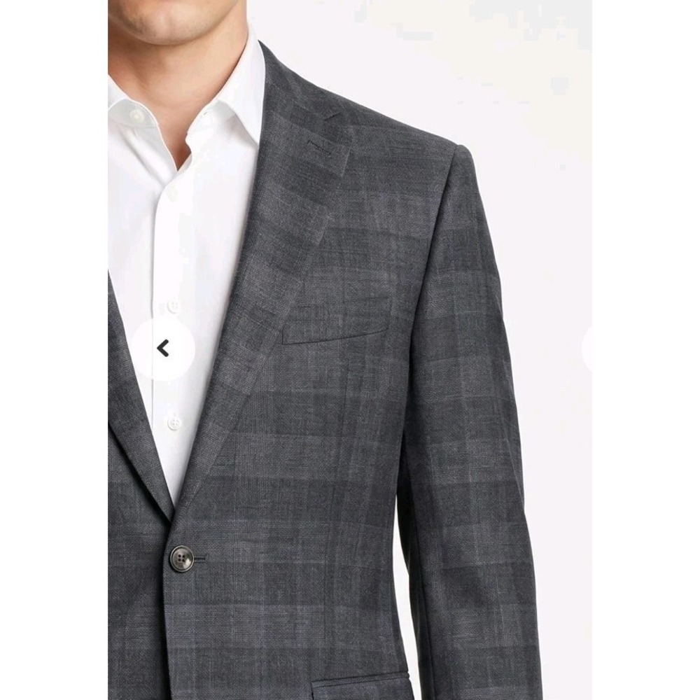 Hugo Boss Charcoal Gray Hutch5 100% Wool Tonal Windowpane Plaid Blazer 42R $595